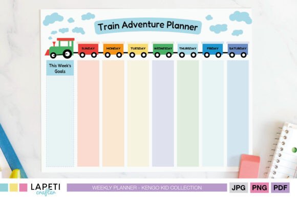 Download Kids Train Themed Weekly Planner - Premium Resources